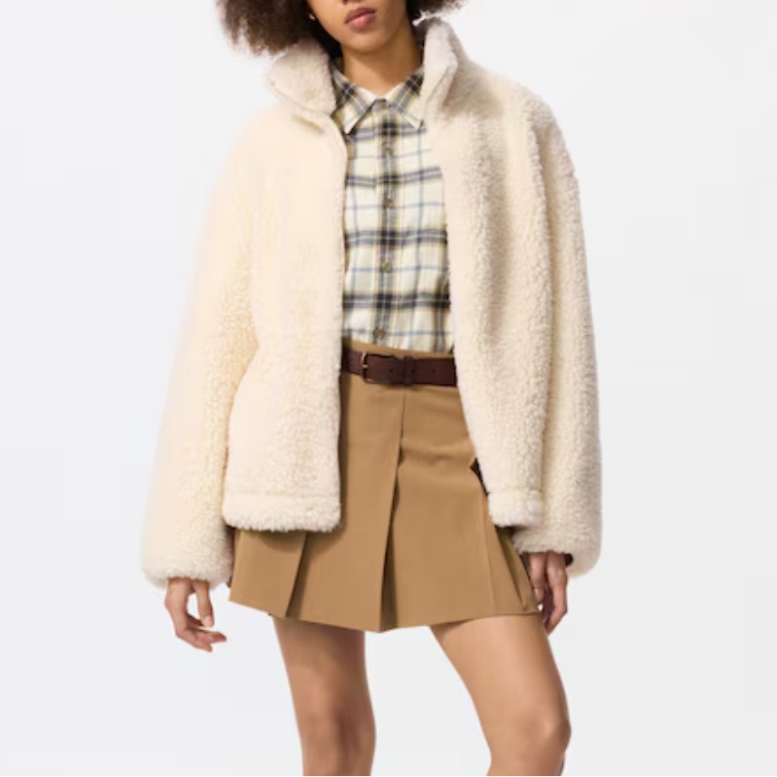 Uniqlo Cream Sherpa Teddy Jacket For Women